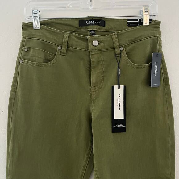 Liverpool Kennedy Crop Straight Jeans Women's 6/28 in Eucalyptus Green $109 NWT - Picture 3 of 14